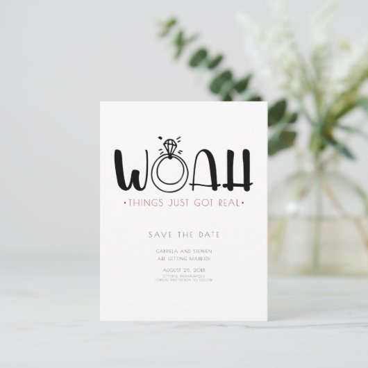 Woah Dit is pas echt echt. | Funny Save the Date Aankondigingskaart (Staand voorkant)