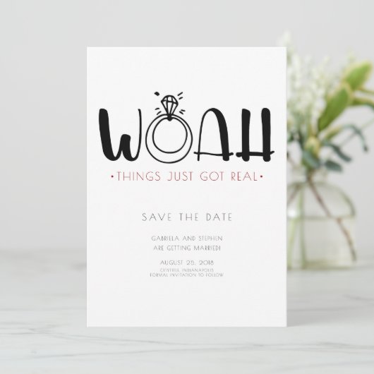 Woah Dit is pas echt echt. | Funny Save the Date Kaart (Staand voorkant)