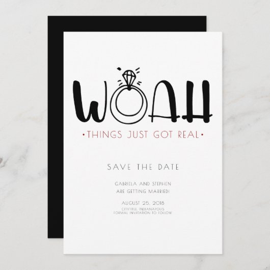 Woah Dit is pas echt echt. | Funny Save the Date Kaart (Voorkant / Achterkant)