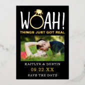Woah Modern foto slaat de echte datum op Folie Uitnodiging (Voorkant)