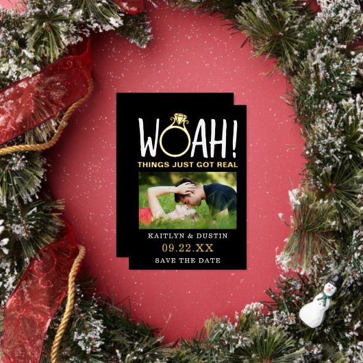 Woah Modern foto slaat de echte datum op Folie Uitnodiging (Insitu)