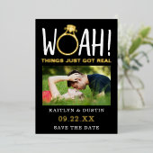 Woah Modern foto slaat de echte datum op Folie Uitnodiging (Staand Voorkant)
