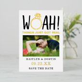 Woah Modern foto slaat de echte datum op Folie Uitnodiging (Staand Voorkant)