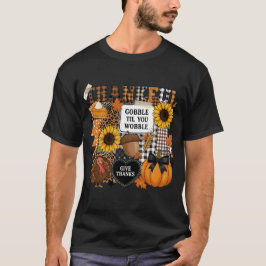 Wobbel tot je wankelt Thanksgiving Patchwork T-shirt