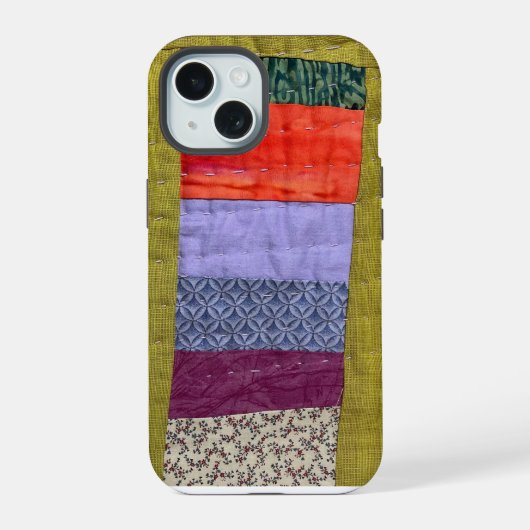 Wobbelige moderne patchwork quilt telefoonhoes iPhone 15 case (Achterkant)