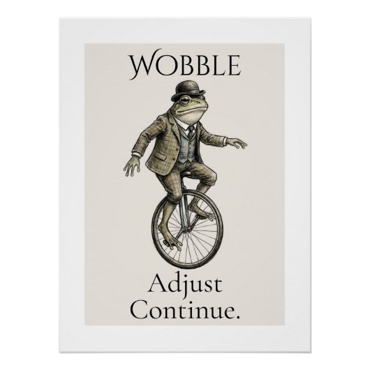“Wobble, Adjust, Continue” Kikker Glanzende Poster (Voorkant)