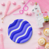 Wobble Pop Stripes Bright Blue Diagonal Pattern Papieren Bordje (Feest)