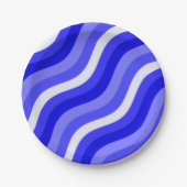 Wobble Pop Stripes Bright Blue Diagonal Pattern Papieren Bordje (Voorkant)
