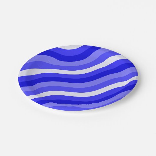 Wobble Pop Stripes Bright Blue Diagonal Pattern Papieren Bordje (Gekanteld)