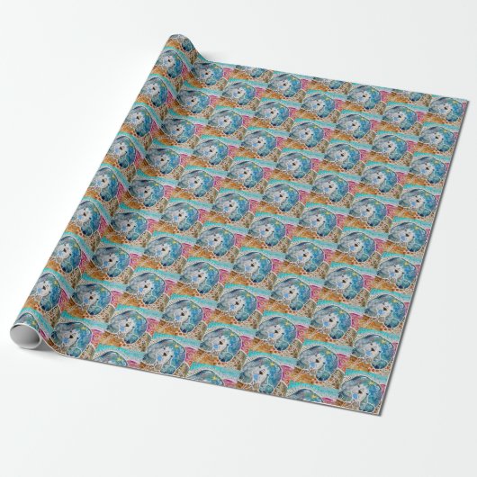 WOBBLE-ROCK Chow dog waterverf batik Cadeaupapier (Uitgerold)