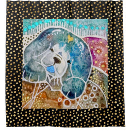 WOBBLE-ROCK Chow dog waterverf batik Douchegordijn