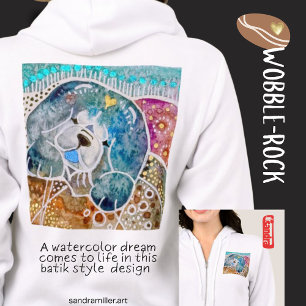WOBBLE-ROCK Chow dog waterverf batik Hoodie