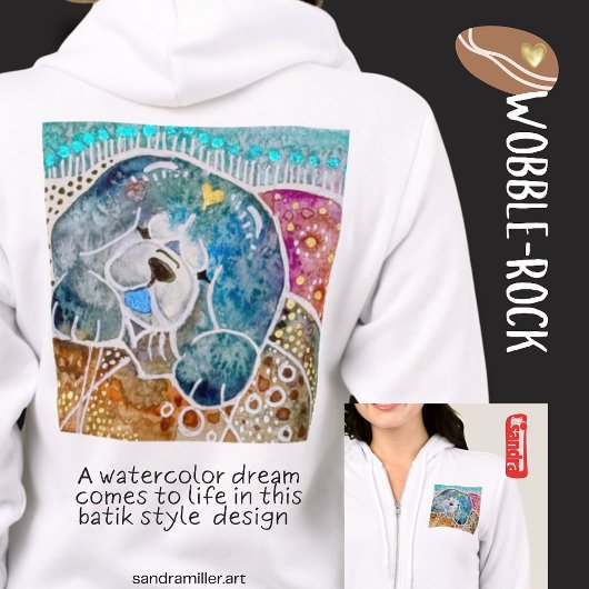 WOBBLE-ROCK Chow dog waterverf batik Hoodie