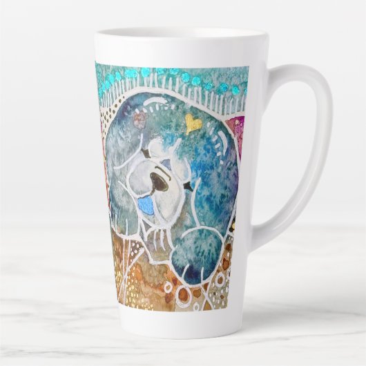 WOBBLE-ROCK Chow dog waterverf batik Latte Mok (Rechts)