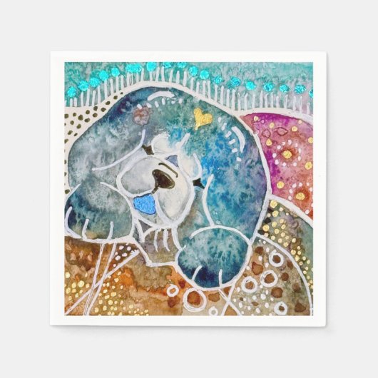 WOBBLE-ROCK Chow dog waterverf batik Servet (Voorkant)