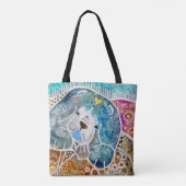 WOBBLE-ROCK Chow dog waterverf batik Tote Bag (Achterkant)