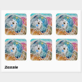 WOBBLE-ROCK Chow dog waterverf batik Vierkante Sticker (Vel)