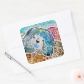 WOBBLE-ROCK Chow dog waterverf batik Vierkante Sticker (Envelop)