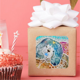 WOBBLE-ROCK Chow dog waterverf batik Vierkante Sticker