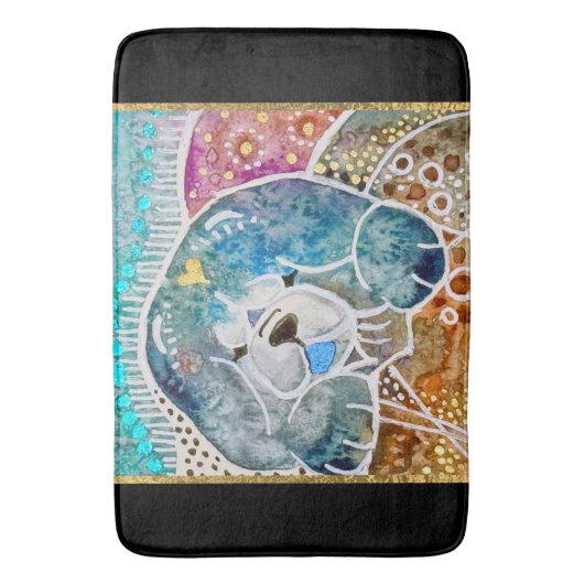 WOBBLE-ROCK Chow hond waterverf batik krat Badmat (Voorkant Verticaal)