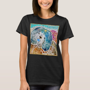 WOBBLE-ROCK Chow hond waterverf batik krat T-shirt