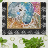 WOBBLE-ROCK Chow hond waterverf batik krat Theedoek (Gevouwen)