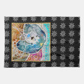 WOBBLE-ROCK Chow hond waterverf batik krat Theedoek (Horizontaal)