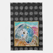 WOBBLE-ROCK Chow hond waterverf batik krat Theedoek (Verticaal)