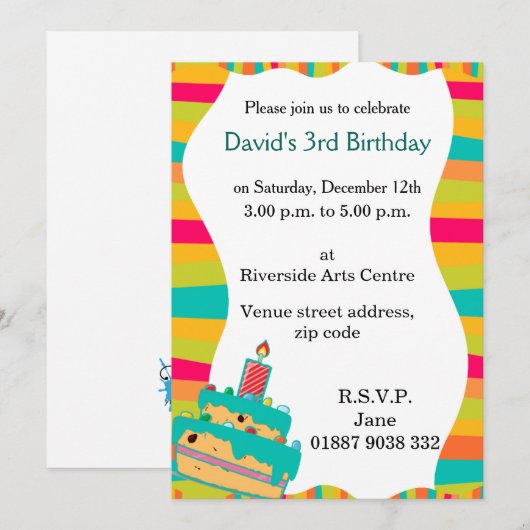 Wobbly Kinder feestuitnodiging Kaart (Voorkant / Achterkant)