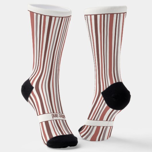 Wobbly Stripes, Red and White Sokken (Gebogen)