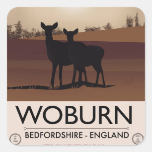 Woburn - Bedfordshire Reisposter in vintage stijl. Vierkante Sticker