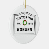 Woburn, MA Holiday Wreath Metal Ornament (Rechts)