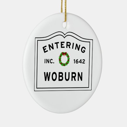 Woburn, MA Holiday Wreath Metal Ornament (Rechts)