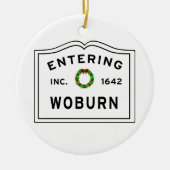 Woburn, MA Holiday Wreath Metal Ornament (Voorkant)