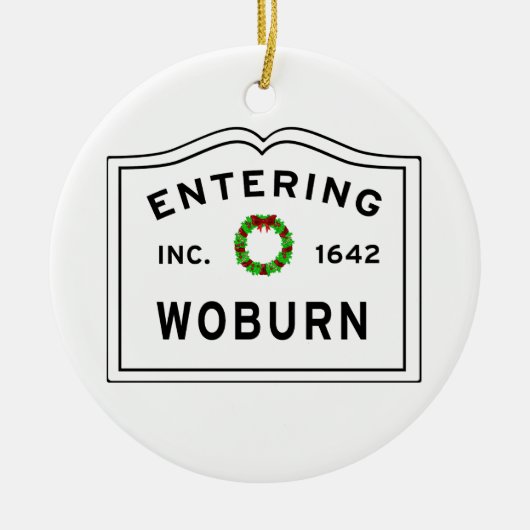 Woburn, MA Holiday Wreath Metal Ornament (Voorkant)