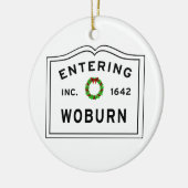 Woburn, MA Holiday Wreath Metal Ornament (Links)