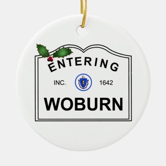 Woburn MA Keramisch Ornament (Voorkant)