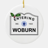 Woburn MA Keramisch Ornament (Achterkant)