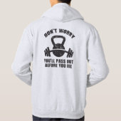 WOD Humor - pas op voor je sterft. Funny Fitness Hoodie (Achterkant)