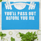 WOD Humor - pas op voor je sterft. Funny Fitness Theedoek (Gevouwen)