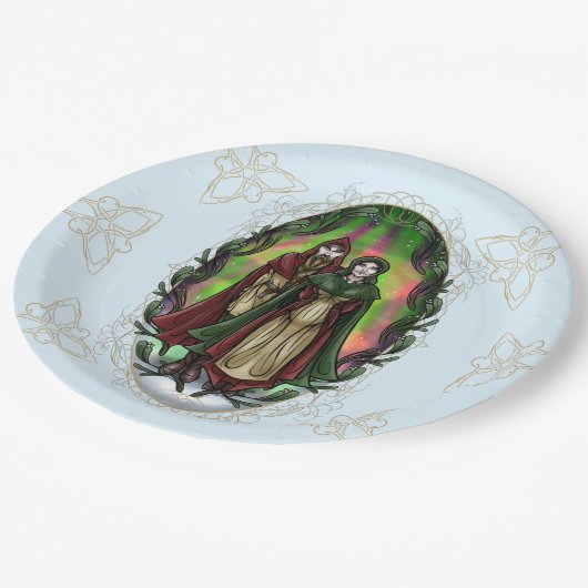 Woden en Fríge: Yule Greetings Papieren Bordje (Gekanteld)