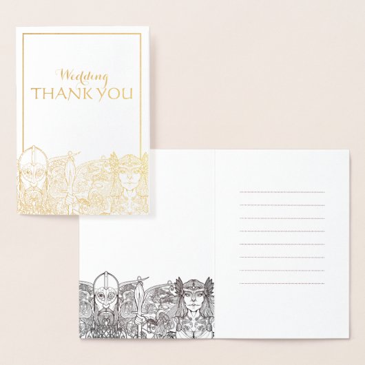 Woden & Fríge Bruiloft Dank u Folie Kaart (Display)