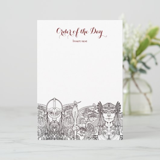 Woden & Fríge Bruiloft Orde van de dag Kaart (Staand voorkant)