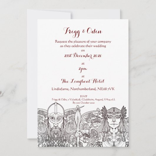 Woden & Fríge bruiloft uitnodiging (Voorkant)