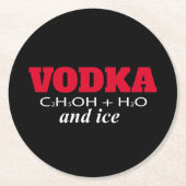 Wodka en ijs ronde kartonnen onderzetter (Voorkant)