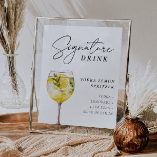 Wodka Lemon Spritzer Signature Drink Sign Poster
