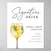 Wodka Lemon Spritzer Signature Drink Sign Poster (Voorkant)