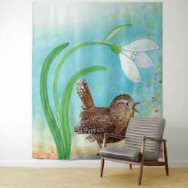 Woe vogels zingen op zonsopgang in de lente wandkleed