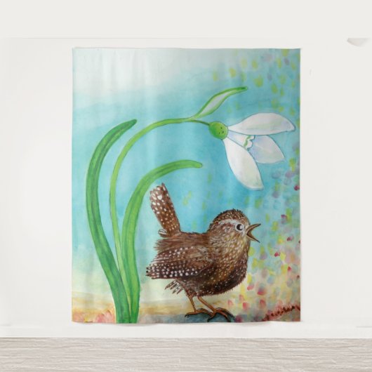 Woe vogels zingen op zonsopgang in de lente wandkleed (Voorkant)