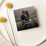 Woeddag Foto met handschrift Hartelijk dank Notitiekaartje<br><div class="desc">Een geweldige en doordachte manier om je vrienden,  familie en collega's te bedanken die je hun aanwezigheid op je trouwdag hebben gegrepen met deze moderne foto. Dank je kaarten met een script dat met de hand geschreven is: "Dank je" en een liefdeshart.</div>